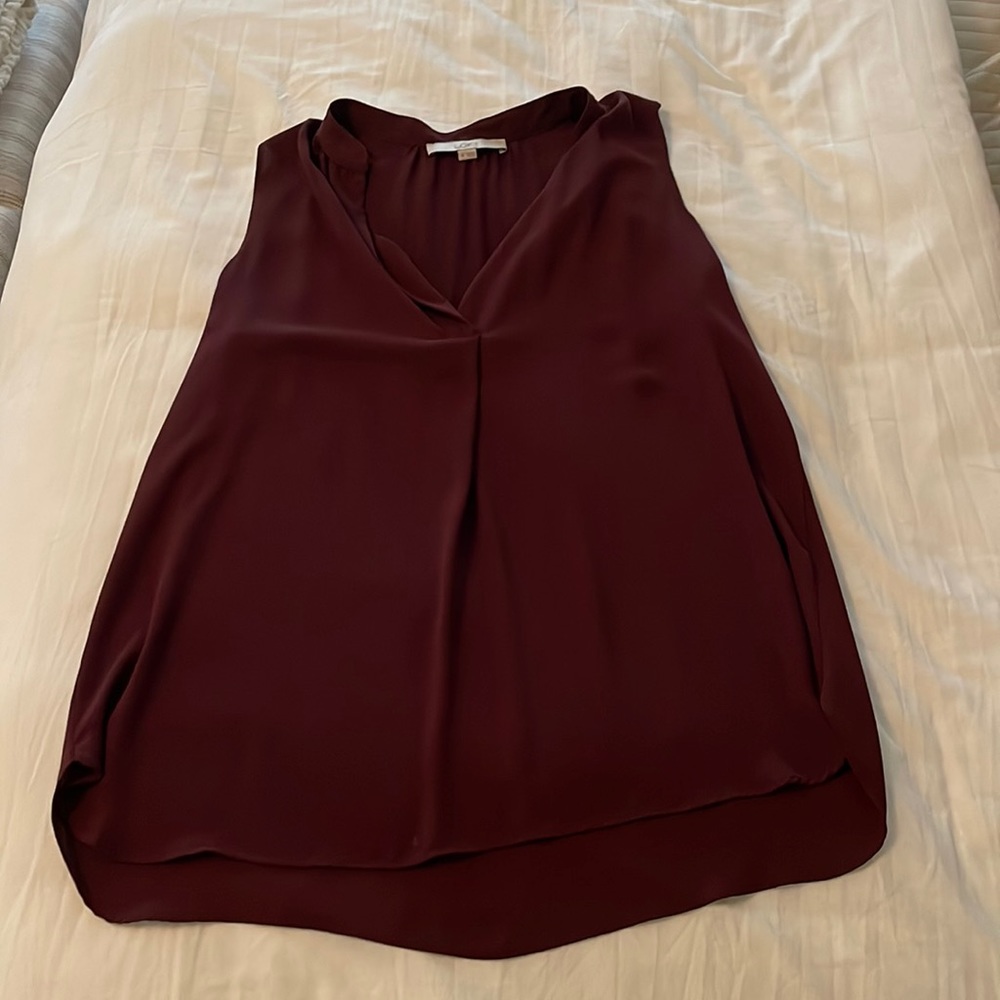 Loft burgundy sleeveless silk blouse